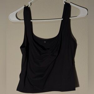 Black Square-Neck Sinch Going Out Top
